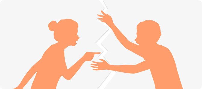 남녀가 서로 주장하며 싸우는 그림