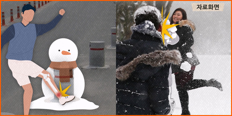 눈사람 부수기, 눈싸움 돌 넣기